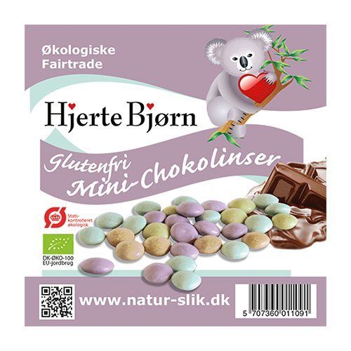 Hjerte Bjørn mini Choko glutenfri Ø - 100 gr - Med24.dk