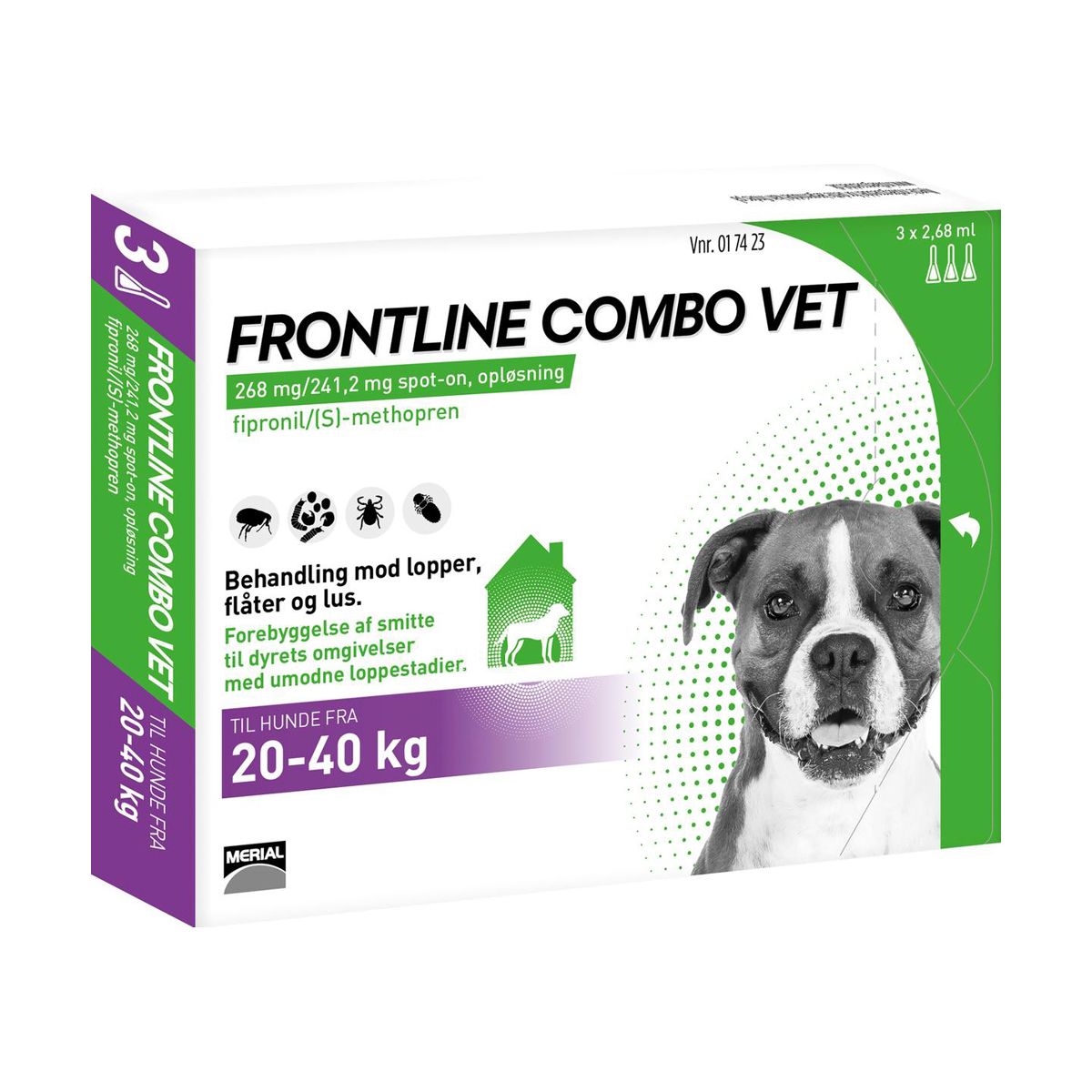 Frontline Combo Vet hund 2040 kg 3 pipetter Med24.dk