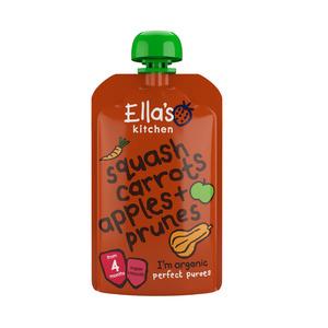 Ellas Kitchen Ella's Squash, Gulerod, Æble og svesker 4 mdr. Ø - 120 g