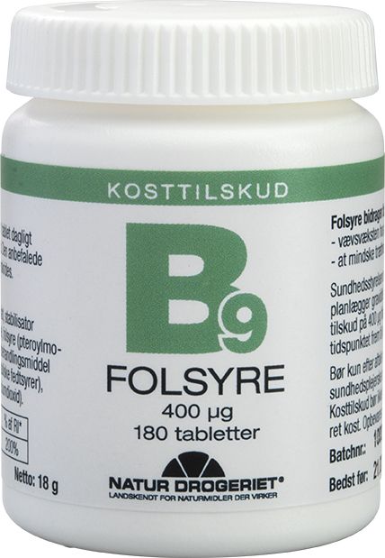 Køb Natur-Drogeriet Folsyre B9 400 µg - 180 Stk. Hos Med24.dk