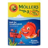 Møllers Omega-3 Gelefisk Jordbær - 45 stk.