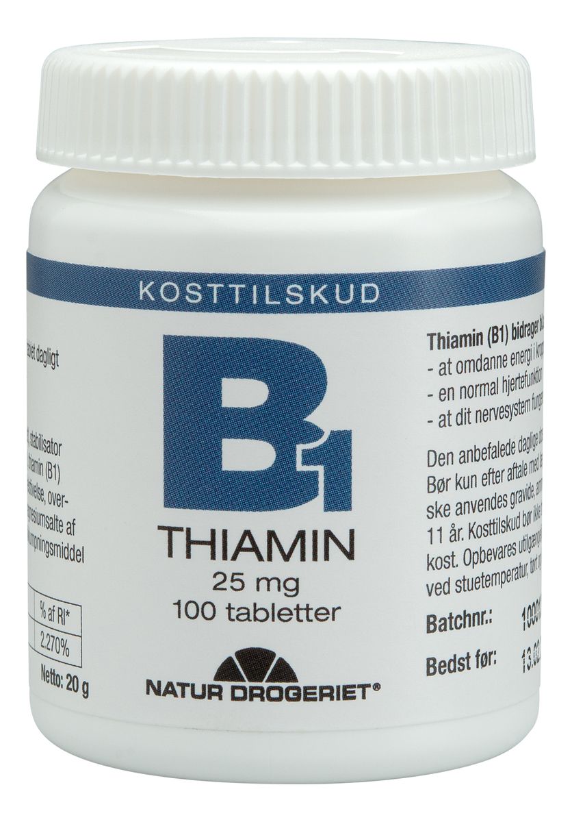 Køb Natur-Drogeriet B1 Thiamin 25 Mg - 100 Tabl. Hos Med24.dk